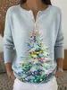 Moletom de Natal Transfronteiriço Novo Estilo Gola V Abotoado Manga Longa Outono e Inverno Estampado Moda Jaqueta Suéter Personalizada para Mulheres