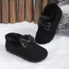 Colección nueva 2026: Zapatos de algodón peludo para mujer, un artículo popular para el comercio electrónico transfronterizo, con suela cómoda y plana, diseño fácil de poner y disponibles en tallas grandes.