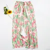 Pantalones de pijama de algodón y seda de verano nuevos 26 años 45 unidades, Pantalones anchos de nueve puntos para mujer, Pantalones finos de talla grande holgados para aire acondicionado, Pantalones de playa