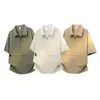 Camisa Polo de Trabalho Estilo Americano com Meio Zíper e Bolso, Top Outdoor de Secagem Rápida na Cor Off-White