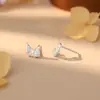 Pendientes de Plata Pura S999 con Aguja de Plata, Populares de Mariposa y Luna con Diseño Natural, Pendientes Exquisitos de Alta Gama de Lujo Ligero para Mayorista