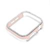 Para iwatch9 Funda para Apple Watch Electrochapada Bicolor Filas Sencillas de Diamantes Apple Watch Grabado Láser PC Borde Hueco