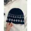 Gorro de Punto Jacquard con Borde Enrollado, Moderno y Versátil, para Mujer, Cálido Gorro de Lana para Otoño e Invierno