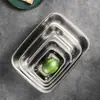 Caixa de armazenamento de alimentos de aço inoxidável 304, recipiente quadrado selado à prova de vazamentos, conjunto de três peças de lancheira selada portátil para geladeira, fornecimento direto