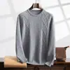 Suéter de Cachemira con Cuello Redondo 2026 Otoño e Invierno Nuevo Estilo Suéter Base con Forma de Diamante para Hombres de Mediana Edad Estilo Coreano Pulóver Holgado Suéter Caliente