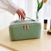 Bolsa de cosméticos de PU transfronteriza, gran capacidad, alta calidad, portátil, bolsa de almacenamiento de cosméticos de viaje, bolsa de lavado portátil