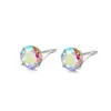 Brincos de Tarraxa com Diamantes Coloridos em Prata de Lei S925 para Mulheres, Incrustados com Zircônia, Simples e Modernos, Brincos Elegantes e Luxuosos