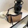 Nova Bolsa Tecida Arco-Íris 2026 para Mulheres, Bolsa de Ombro de Palha de Verão Nicho, Bolsa Transversal Versátil, Bolsa de Braço Fashion