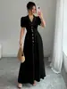 Producto de Comercio Exterior Nuevo de Verano 2026: Moda Femenina Transfronteriza Estilo Resort Europeo y Americano Elegante Maduro Color Sólido Vestido Largo