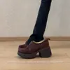 Mocasines Retro Esmerilados sin Cordones para Mujer Estilo Nuevo Otoño e Invierno 2025 Zapatos Súper Suaves y Cómodos de Suela Gruesa con Borrego y Tacones Gruesos