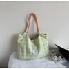 Bolsa de Lona Perezosa Estilo Coreano Nueva Cuadros Gran Capacidad Bolso de Hombro para Viajes Diarios Bolso de Mano Versátil de Nicho para Mujeres