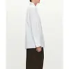 Mars Pedido2026 Primavera Nova Moda Camisa Branca Acinturada com Gola Reversível e Design de Zíper