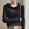 Sudadera con capucha de cachemira nueva para otoño e invierno, color sólido, casual, cálida, para uso exterior, tejida de lana, camiseta base, suéter, sudadera con capucha holgada