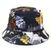 Sombrero de Cubeta de Tela de Girasol Tablero de Ajedrez Transfronterizo de Doble Cara para Mujer Japonés de Copa Plana Protección Solar Sombrero de Pescador Forro de Sombrero Negro Algodón