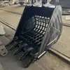 Caçamba gradeada hidráulica para escavadeira, caçamba peneira gradeada para escavadeira, caçamba tipo gancho para cascalho, caçamba para limpeza de valas de lixo