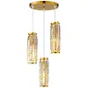 Lámpara de comedor de cristal de lujo ligero transfronteriza, candelabro estilo industrial americano enchufable, barra de bar, candelabro pequeño de hierro largo de tres cabezas