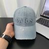 Boné de Baseball Rakeado da Moda Estilo Coreano Feminino Jeans Lavado com Letra Boné de Sol Masculino Vintage Bordado Boné de Exibição Facial