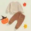 Comercio Transfronterizo en stock Halloween Otoño Nuevo Divertido Niños Fantasma Estampado de Letras Manga Larga Pantalones Conjunto de Dos Piezas
