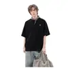 Diseño coreano sentido nicho americano simple versátil casual verano cuello redondo camiseta manga corta camiseta hombre suelto top