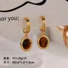 Pendientes Retro Franceses Exquisitos Versátiles Melard de Piedra Ojo de Tigre, Lujo Ligero con un Toque de Alta Gama, Pendientes Vintage con un Diseño Único