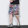Shorts de Grafite Masculino Verão Fino Seda de Gelo Calça de Praia Tamanho Grande Calça Floral Marca Tendência Esportes Hip-Hop Basquete Calça de Cinco Pontos