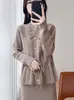 Nuevo Cárdigan de Lana Trenzada Tejido para Mujer, Diseño de Cuello Redondo, Cordón en la Cintura para Otoño e Invierno, Adelgazante Mercerizado