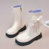 Dr. para Niñas. Botas Martens 2026 Otoño/Invierno Nuevas Botas de Princesa para Niños Botas de Cuero hasta Media Pantorrilla para Niñas Estilo Dulce Botas Antideslizantes
