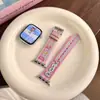 Bordado de Delfín Correa de Cuero de Verano Adecuada para Apple iWatch Generación 11 10/987Ultrase