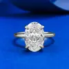 Mu Jing Joyería Nuevo Anillo de Plata S925 para Mujer con Diamante de Alto Carbono Ovalado Huevo de Paloma 8*12mm Moda Transmisión en Vivo Transfronterizo