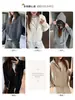 Abrigo suéter grueso con capucha y manga larga para otoño e invierno para mujer, color liso, simple, elegante, casual, corte holgado, top adelgazante
