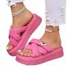 2025 Novos Chinelos de Verão de Couro Macio de Sola Grossa para Mulheres Usarem Cruzados Sola Macia Sapatos de Praia Chinelos Casuais Estilo Fada