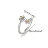 Anillo abierto de acero inoxidable plateado estilo europeo y americano con diseños florales, de sol, de corazón y de animales, anillo hueco de acero de titanio, joyería de nicho de moda