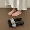 Sandalias de Moda de Verano para Mujer con Puntera Cuadrada y Pedrería, Estilo Slip-On, Nuevo Modelo 2026, Sandalias de Cuña Abiertas para Exteriores