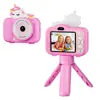 Cámara Infantil Juguete de Dibujos Animados Temporizador Grabación de Video Subir al Teléfono Cámara Dual HD Soporte de Mano Portátil
