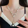 Collar de Perlas con Borlas de Lujo Ligero Francés para Mujer Moda de Diseño de Nicho Sentido de la Cadena de Clavícula Exquisito Versátil Collar de Tacto de Gama Alta
