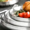 Bandeja para hornear de acero inoxidable estilo coreano 304, plato para barbacoa, plato para guarniciones, bandeja doméstica de doble capa, plato redondo grueso para frutas