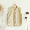 Ropa Tang de Verano de Algodón y Lino Chaleco para Hombres Jóvenes Chaleco con Hebilla Estilo Chino para Hombres de Mediana Edad y Mayores Sudadera sin Mangas