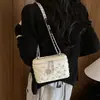 Bolsa Caixa Estilo Chanel Temperamento Estilo Coreano Nicho Novo Estilo Versátil Estudante Deslocamento Diário Bolsa Transversal com Corrente