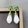 Estilo nacional novo estilo chinês brincos de imitação de jade Xiangyun estilo corte retrô brincos de esmalte agulha de prata s925 brincos para cheongsam roupas chinesas