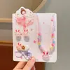 Conjunto de joias infantis presilha brincos colar anel fofo caixa de presente de aniversário para menina acessórios de cabelo de princesa sereia