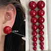 Pendientes Retro de Cuentas de Pan Oversize, Pendientes de Perla Sencillos y Personalizados de Aguja de Plata S925 Exagerados de Gama Alta