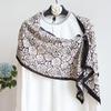 Lenço Longo de Seda de Amora Camélia Estilo Fino com Lenço de Seda Crepe de Chine para Camisa Fita Lenço Longo Proteção Solar Multicor
