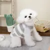 Ropa para Perros Ropa para Mascotas Corgi Pomerania Bichón Perros Pequeños Gatos Otoño e Invierno Cálido Chaleco de Terciopelo de 24 Rayas