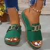 Comercio Exterior Transfronterizo Cuña Suela Gruesa Chanclas Mujer Nuevo Estilo Transfronterizo Talla Grande Casual Moda Simple Hebilla Metálica Boca de Pez Sandalias