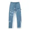 Pantalones Largos Casuales Unisex con Estampado de Letras Logo y Cordón Estilo Básico Tinta Salpicada Ropa de Pareja