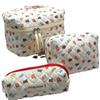 Bolsa de cosméticos con diseño de conejo de dibujos animados y flores, de gran capacidad, portátil, para viaje, para guardar artículos diversos, juego de tres piezas