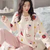 Pijama para Mujer de Primavera y Otoño, Traje de Manga Larga tipo Algodón, Nuevo Estilo de Verano, Fresco y Adecuado para Usar Afuera, Tallas Grandes, Ropa de Casa Delgada