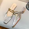 Sandálias Mule Elegantes de Bico Fechado para Mulheres, Novo Estilo Verão 2026, Sandálias Meio Chinelo Estilo Chinês de Conto de Fadas com Salto Grosso