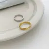 Anillo de Plata de Ley S925 con Patrón de Diamantes, Joyería Estilo Coreano para Mujer, Anillo Minimalista Abierto para Dedo Índice, Anillo de Diseño de Nicho