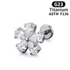 Aretes en Forma de Estrella G23 con Circonita 5A, Joyería para Piercing Corporal de Aleación de Titanio F136, Piercings para Labio, Aretes, Pendientes